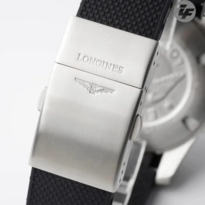 top-tier watch Longines men's black dial Concas series leather strap watch front view