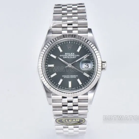 C factory Rolex log super A imitation green disk 36mm five compartment link m126234-0051 front real picture