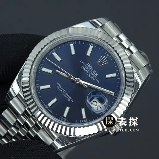 JVS FactoryRolex log top-tier 1:1super watch men's blue dialsteel bracelet model pictures and prices front live photo