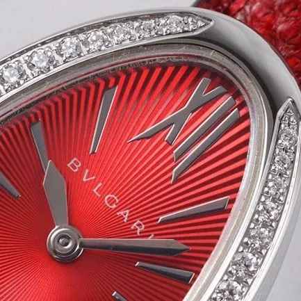 BV Factory Top collectible watches Bvlgari Quartz Serpenti Series Women's Red Strap Belt Watch Details