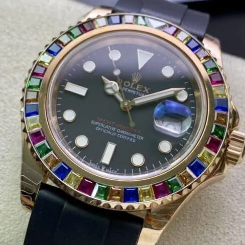 top-tier watch Rolex European customized version of jelly bean circle yacht five-color diamond diving men's watch front view