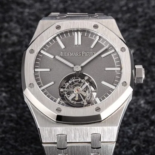 top-tier replicaR8 factory 2022 Audemars Piguet gray plate Royal Oak self-winding tourbillon men's watch detail shots
