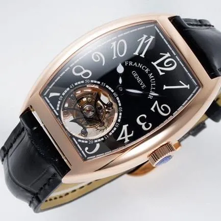 ABF factory top Frank Muller men's watches tourbillon men's black plate black belt manual winding mechanical belt front view