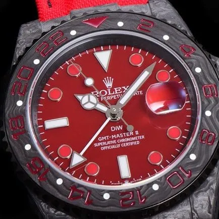 JH factory top-tier replicaRolex watch men's red plate red strap automatic movement nylon belt detail shots
