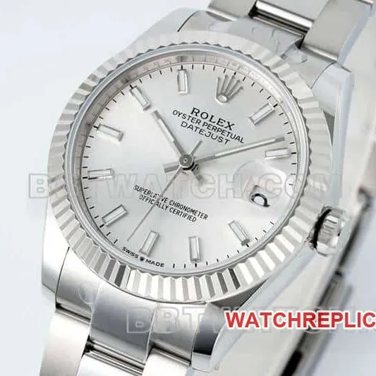 ARF FactoryRolex log 1:1super clonesilver dial stick hour markers 31mm three grid link 278274front live photo