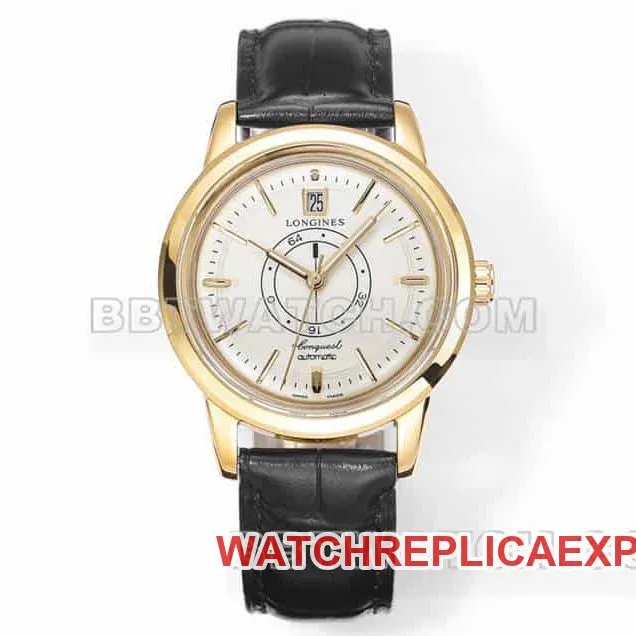AD factory Longines classic replica1:1top-tier replicaguilloché dialyellow goldleather strap front live photo