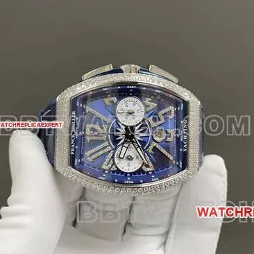 ABF factory Frank Muller optimal watch V45blue dial diamond case leather braceletcaseback live photo