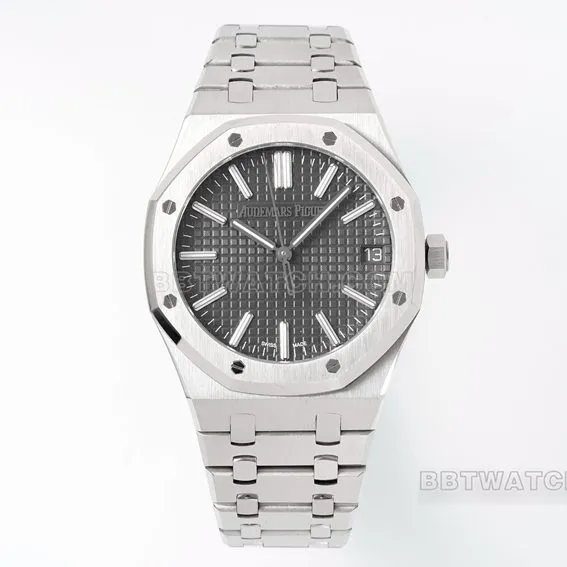 APS factory Audemars PiguetRoyal Oaktop-tier 1:1super gray plate steel bracelet model 15510ST.OO.1320ST.10front live photo