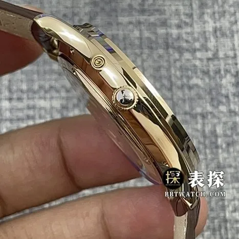 AZ factory Jaeger-LeCoultre master watch men's eggshell yellow disk leather strap model pictures and prices side live photo