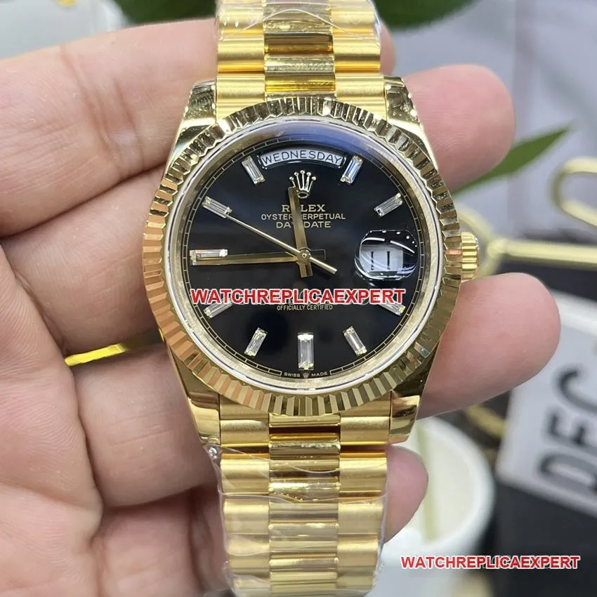GM FactoryRolexDay-Date type 1:1top-tier black rock sugar m228238-0004front live photo