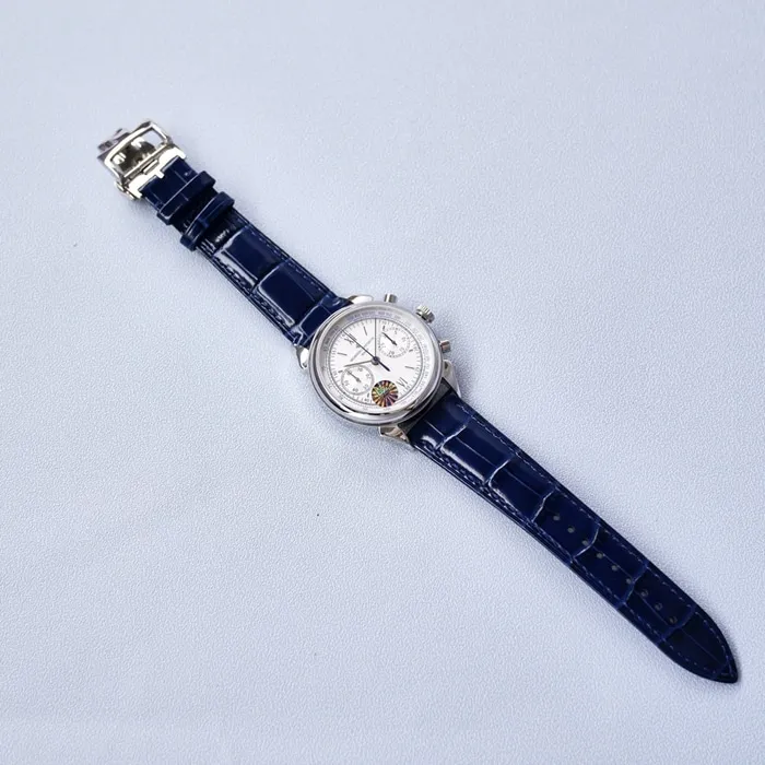 top-tier watch Vacheron Constantin men's white dial 1955 series steel bracelet watch front view
