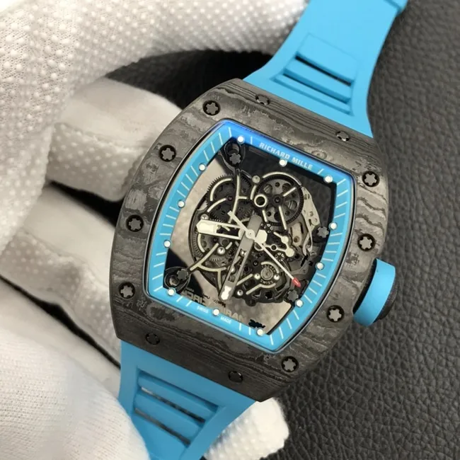 ZF Factorytop-tier watch Richard Mille global limited edition men's black dial blue rubber strap mechanical watch movement picture
