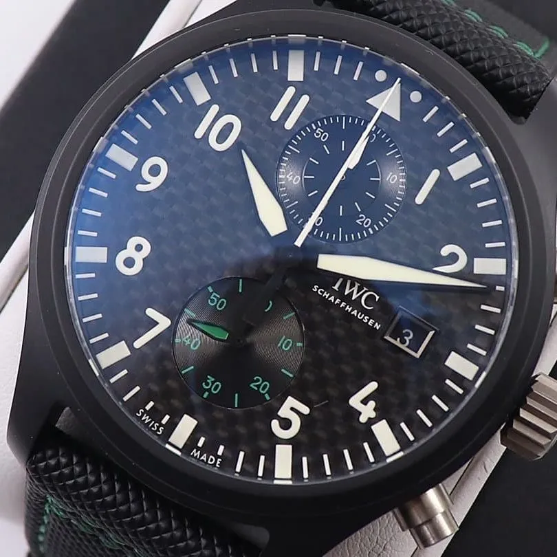 IWC watch pilot series watch TOP GUN naval air combat unit chronograph watch front view