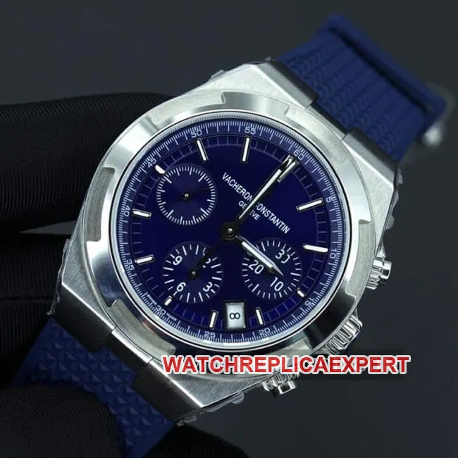 8F factory Vacheron Constantintop-tier watch Overseas series men's blue dial nylon strap mechanical movement picture