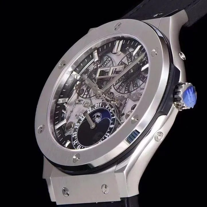 Hublot watch men's classic fusion watch hollow disc leather strap model 547.NX.0170.LRfront live photo