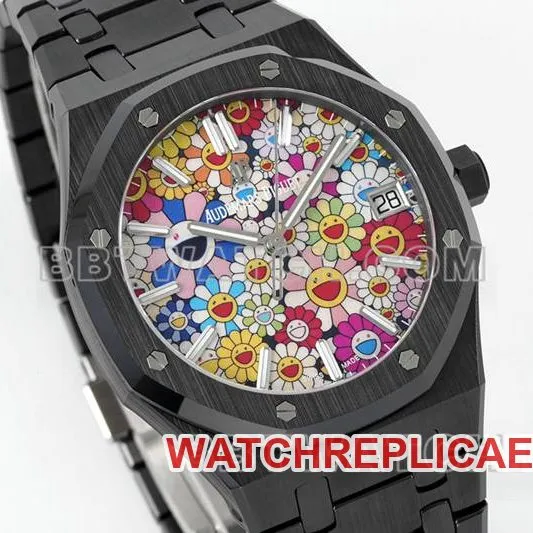 Audemars Piguet collectible watch APS factory Royal Oak flower pattern dialceramicsteel bracelet model 15500front live photo