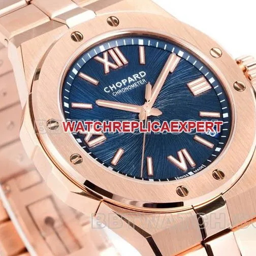 watch ChopardGH factory snow mountain proud wing blue dial41mmrose gold steel braceletfront live photo