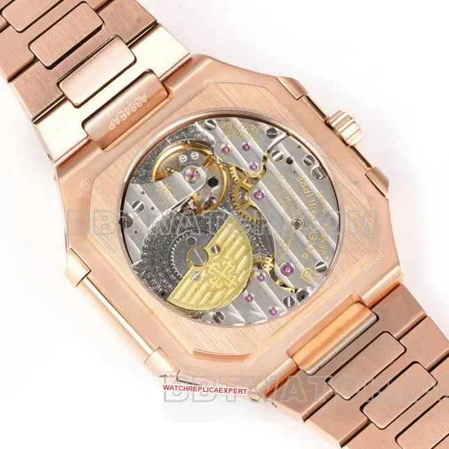 Patek Philippe watch 3k factory 45mm brown green dial240psmovementrose goldsteel bracelet model 5822front live photo