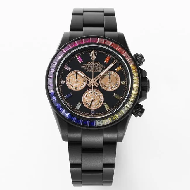 Rolextop-tier watch Daytona series black dial black belt mechanical watch front view
