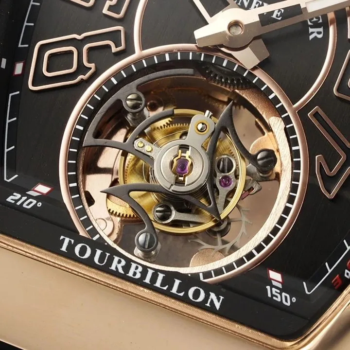 RMS factory Frank Muller men's watch black dialrose goldleather strap model V 45 T BR (NR) front live photo
