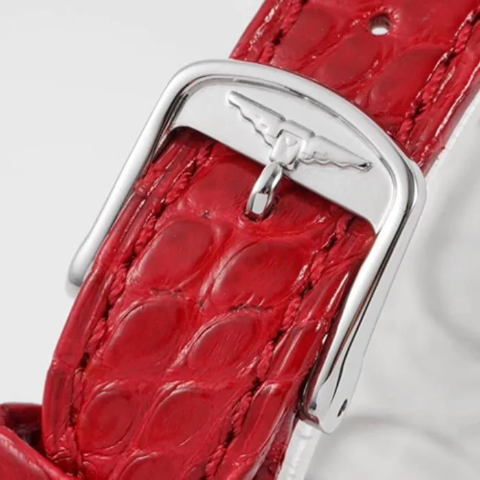 top-tier watch Longines women's white dial Dai Zhuowina series leather strap watch side view