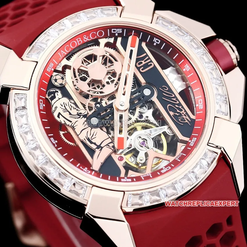 TW factory Czech Leopard top-tier high-quality C Ronaldo CR7 co-branded customized diamond bezel red rubber model front live photo