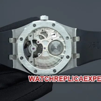 R8 factory Audemars Piguettop-tier watch men's black dialrubber strapRoyal Oaktourbillonautomatic movement side view