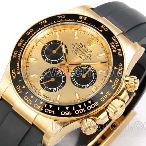 collectible watch DaytonaJF factory Rolex gold plate yellow gold case 4131 mechanical rubber braceletfront live photo