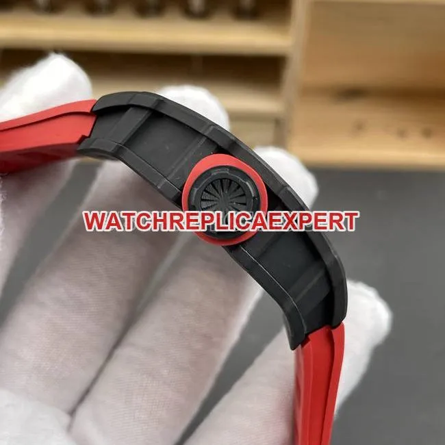 collectible watch APS factory Richard Mille carbon fiber red circle RM35-02side live photo