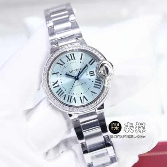 GTG factory Cartier blue balloon top-tier watch ladies blue dial diamond steel bracelet model pictures and prices front live photo