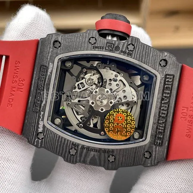 collectible watch APS factory Richard Mille carbon fiber red circle RM35-02movementlive photos