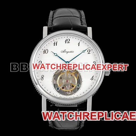 Breguet watch RMS factory classic white dialtourbillon mechanical leather strap model front live photo