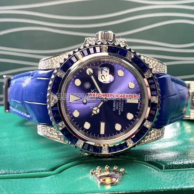 Rolex Submariner top blue plate diamond ring strap models side actual photo