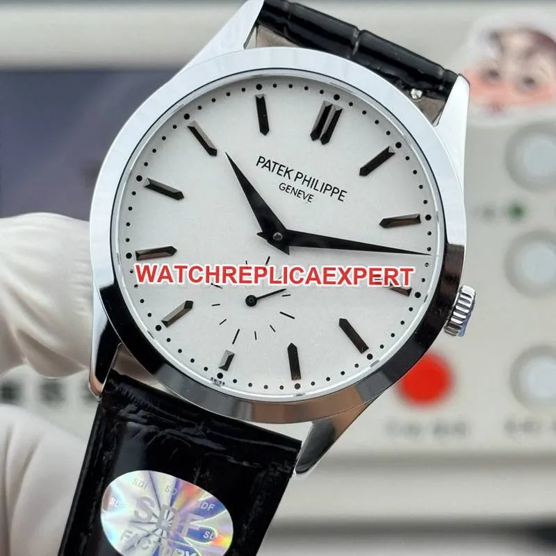 Patek Philippe1:1replica watch SDF factory classic white dial39mmleather strap model front live photo