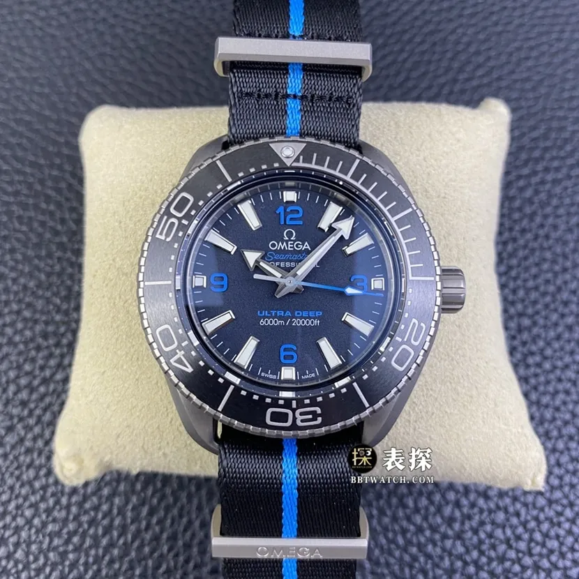 SBF factory OmegaSeamaster1:1super watch men's black dialleather strap model pictures and prices front live photo