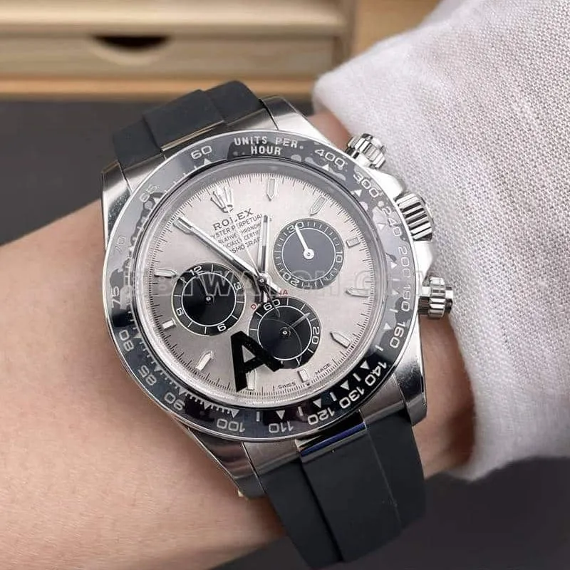VSRolexDaytonatop-tier 1:1high-quality gray plate rubber model 126519front live photo