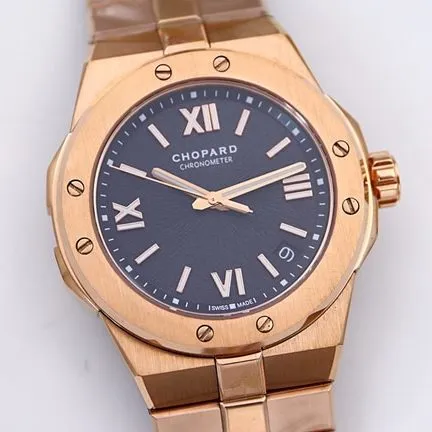 top-tier replicaChopardhigh-quality watch men's blue dial gold steel braceletALPINE EAGLE series 41mm automatic movement watch front view