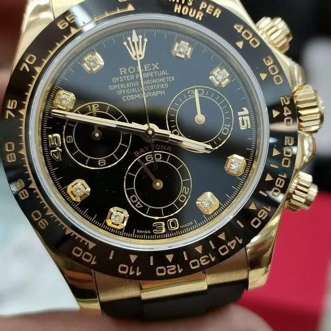 top-tier watch Rolex fully automatic movement men's black dialrubber strap watch front view