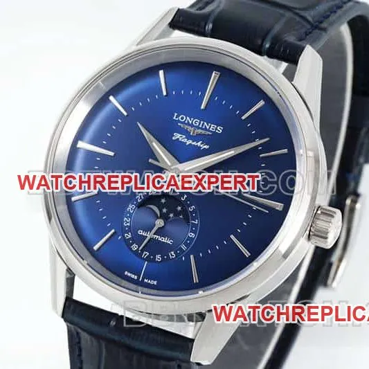 APS factory Longines classic replicasuper cloneblue dialmoon phaseL4.815.4.92.2front live photo