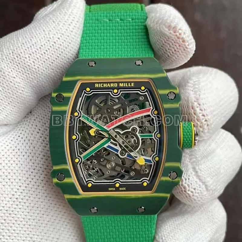 Richard Mille men's top-tier hollow plate green RM67-02front live photo