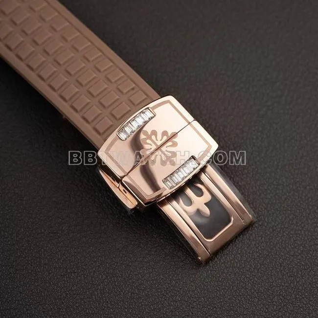 1:1replica watchPPM factoryPatek PhilippeAquanaut mechanical light brown rubber braceletclasplive photos