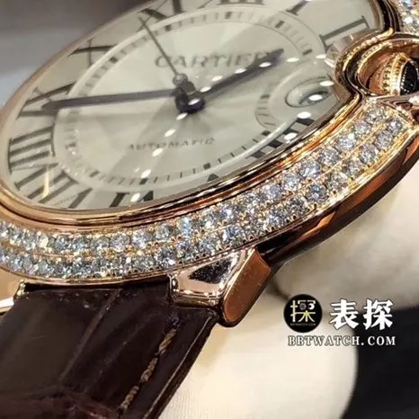 Cartier blue balloon watch men's silver gray plate rose gold diamond leather strap model pictures and prices front live photo
