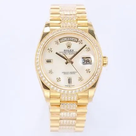 EW Factorytop-tier watch Rolex men's white dial gold band day displayDatejust2021 new automatic movement watch front view