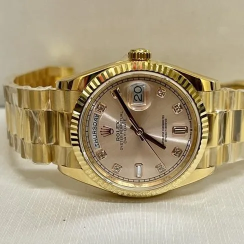 Top-tier watch Rolex men's gold plate gold steel braceletDatejust 36mm South African real diamond watch front view
