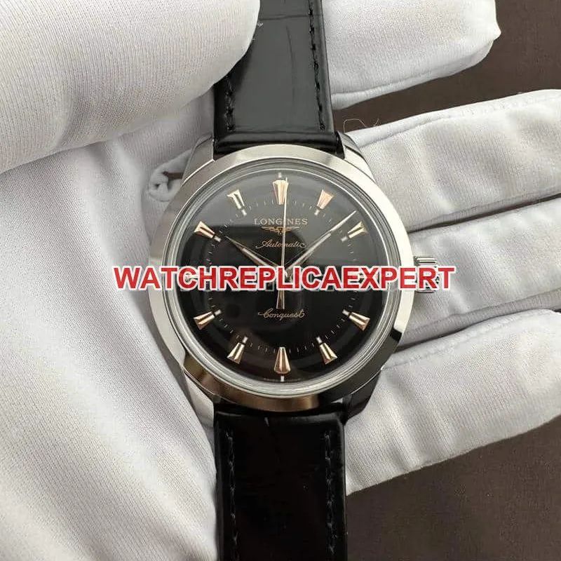 AF FactoryLongines Concas 1:1super cloneblack dialleather strap model L1.649.4.52.2front live photo