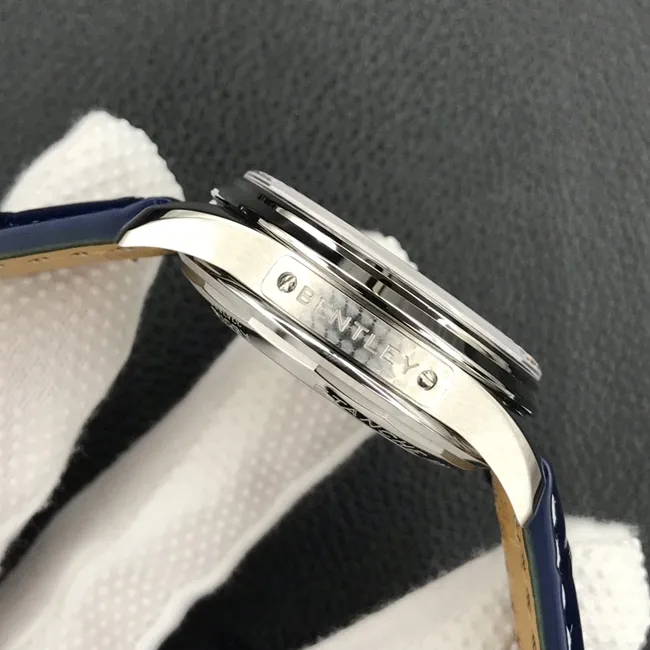 GF Factorytop-tier watch new work Bailing Puya B01chronograph watch 42mm men's white dial blue belt mechanical leather strap watch front view
