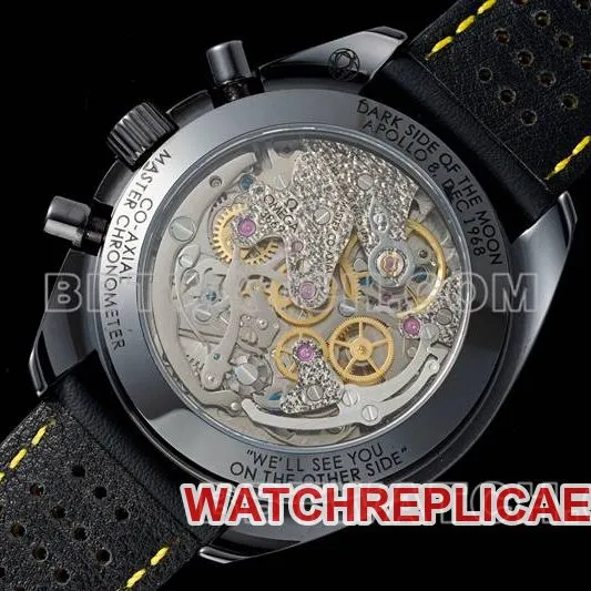 Omegatop-tier watch BLS factory Speedmaster full ceramic yellow needle mechanical rubber model caseback live photo