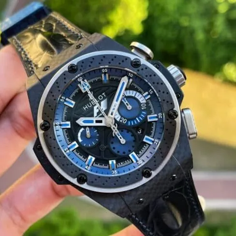 top-tier replicaV6 factory Hublot track blue storm 48MM king supreme series men's watch front view