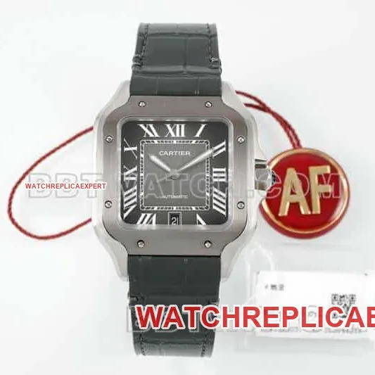 AF FactoryCartier Santos top-tier 1:1high-quality gray plate leather strap model WSSA0037front live photo