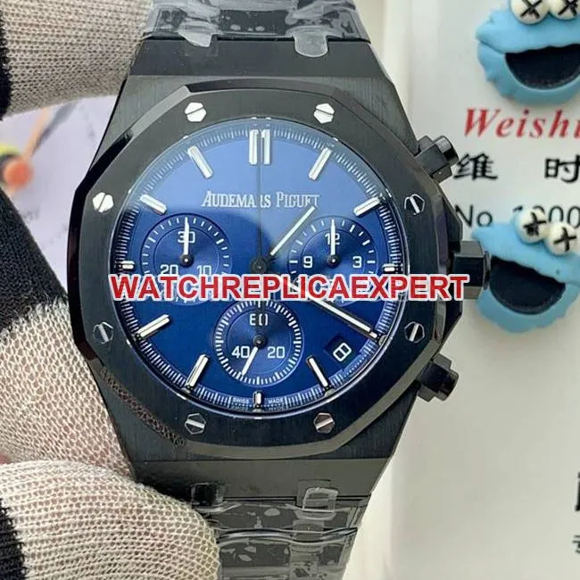 collectible watch BLS factory Audemars PiguetRoyal Oakblue dial black ceramic mechanical 26420front live photo